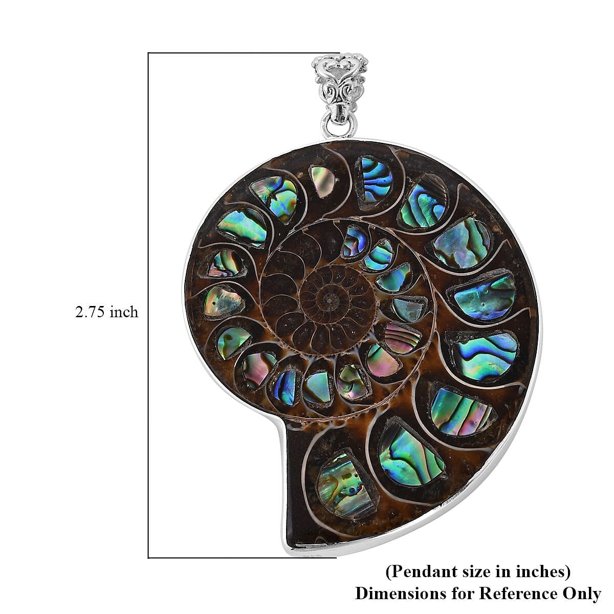 Bali Legacy Ammonite and Abalone Shell Pendant in Sterling Silver image number 5