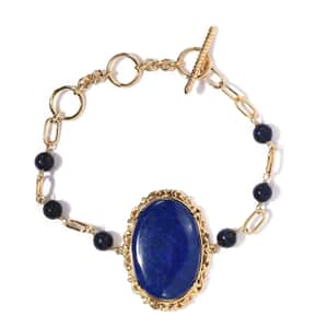 Karis Lapis Lazuli Toggle Clasp Bracelet in 18K YG Plated (6.50 In) 62.75 ctw
