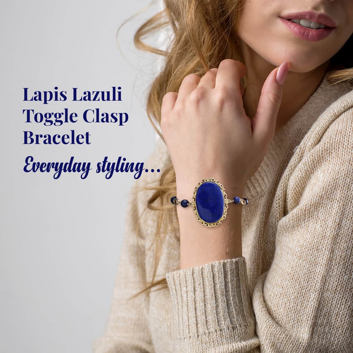 Karis Lapis Lazuli Toggle Clasp Bracelet in 18K YG Plated (6.50 In) 62.75 ctw image number 2