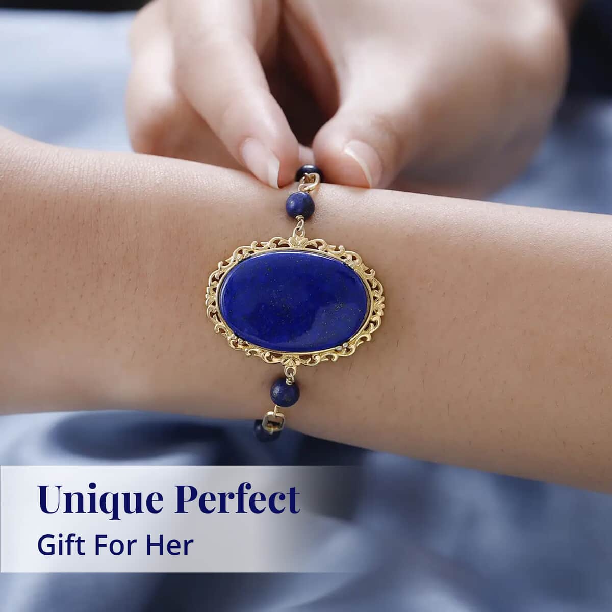 Karis Lapis Lazuli Toggle Clasp Bracelet in 18K YG Plated (6.50 In) 62.75 ctw image number 4