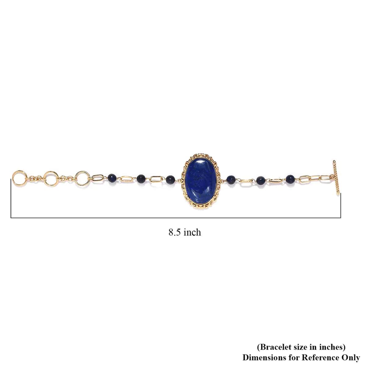 Karis Lapis Lazuli Toggle Clasp Bracelet in 18K YG Plated (6.50 In) 62.75 ctw image number 6