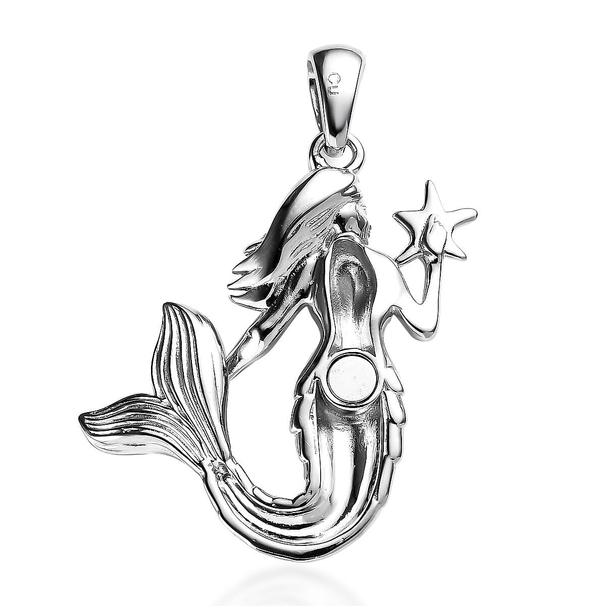Mermaid Pendant in Platinum Over Copper with Magnet