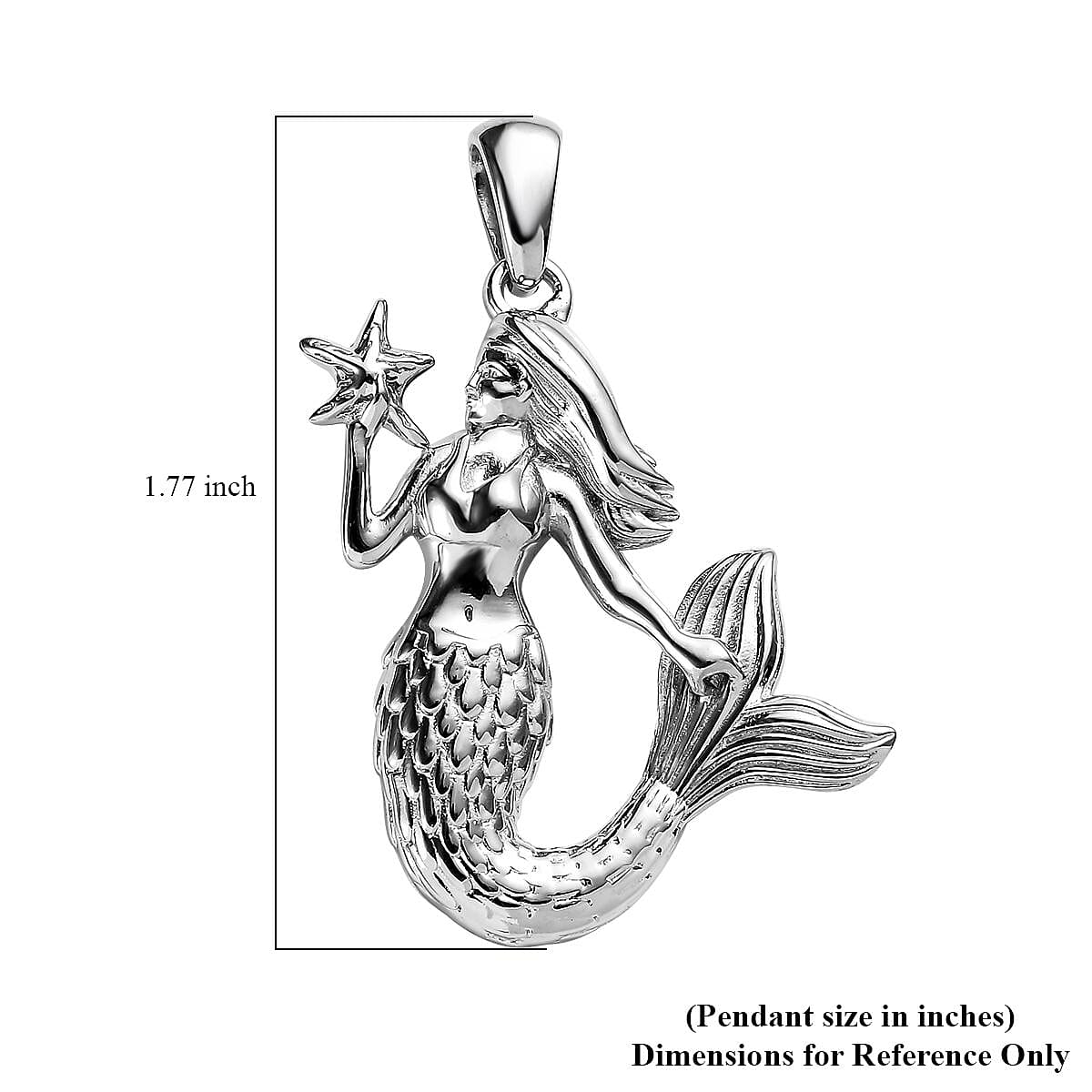 Mermaid Pendant in Platinum Over Copper with Magnet