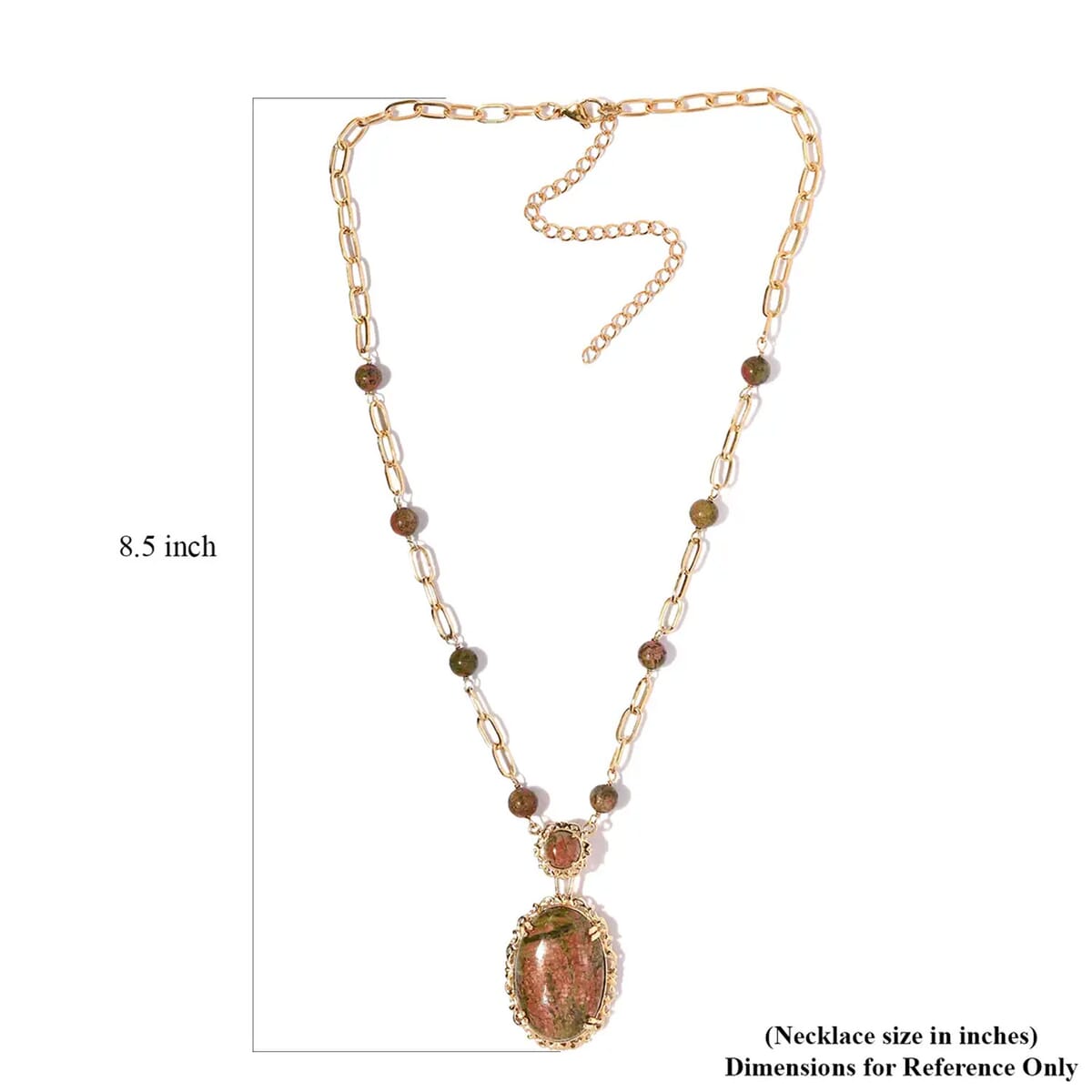 Karis Unakite Paper Clip Chain Station Necklace (18 Inches) in 18K YG Plated 48.65 ctw image number 6