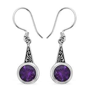 Bali Legacy Amethyst Dangle Earrings in Sterling Silver 3.40 ctw