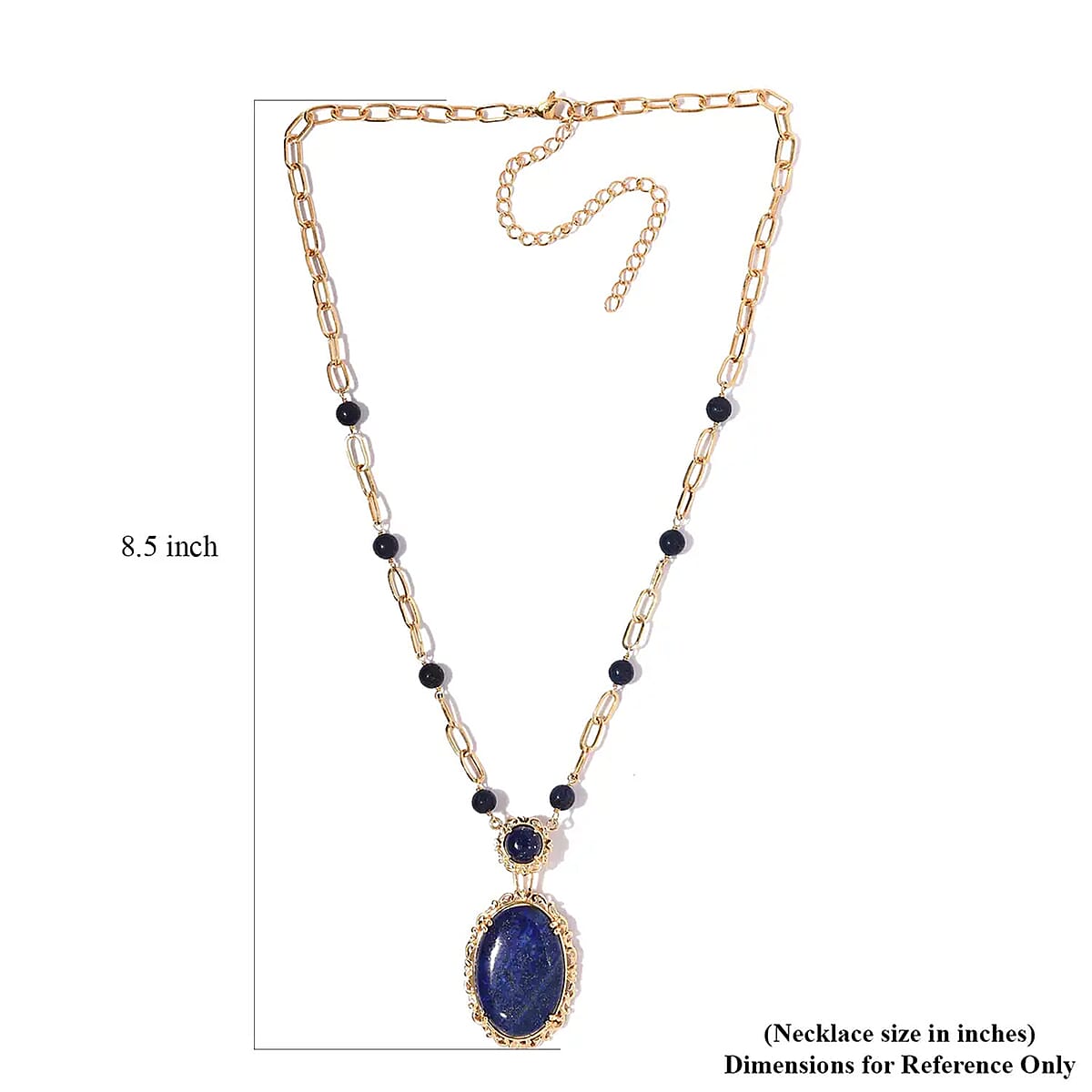 Karis Lapis Lazuli Paper Clip Chain Station Necklace 18 Inches in 18K YG Plated 44.50 ctw image number 6