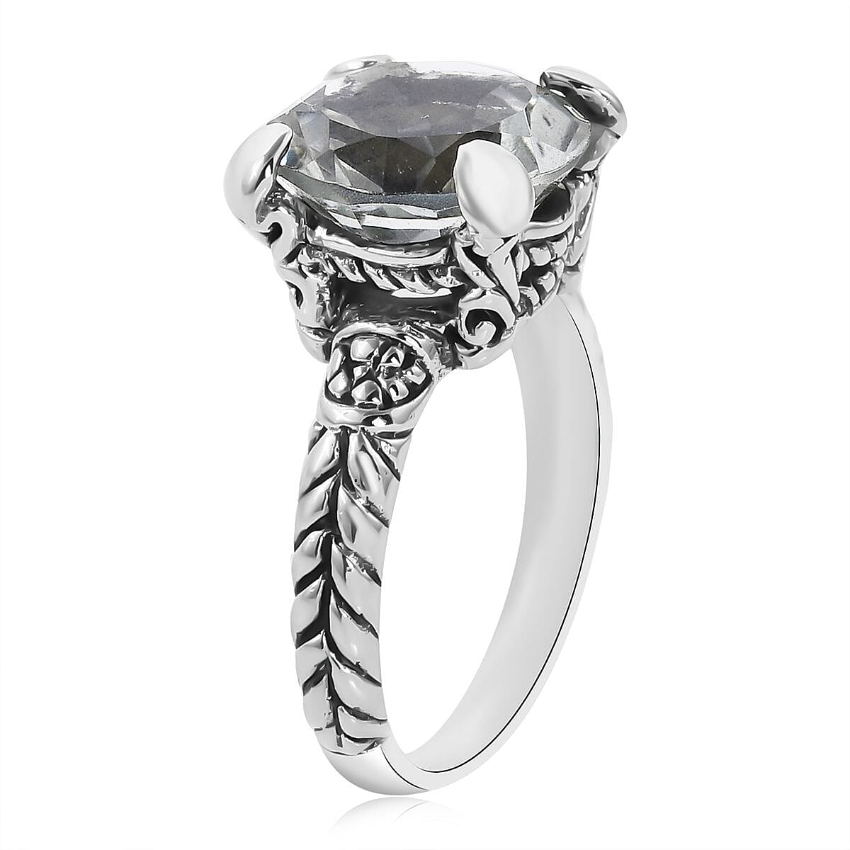 Bali Legacy Montezuma Prasiolite Solitaire Ring in Sterling Silver 6.25 ctw image number 3