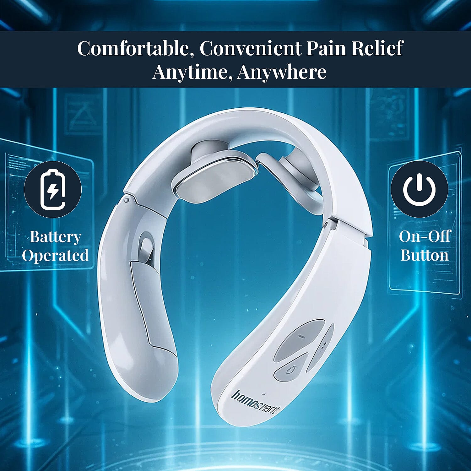 Homesmart Neck Massager Battery Operated Portable 2 Settings Massager For Muscle Pain Relief, Home, Office, and Car Use (2xAAA Battery Not Included)