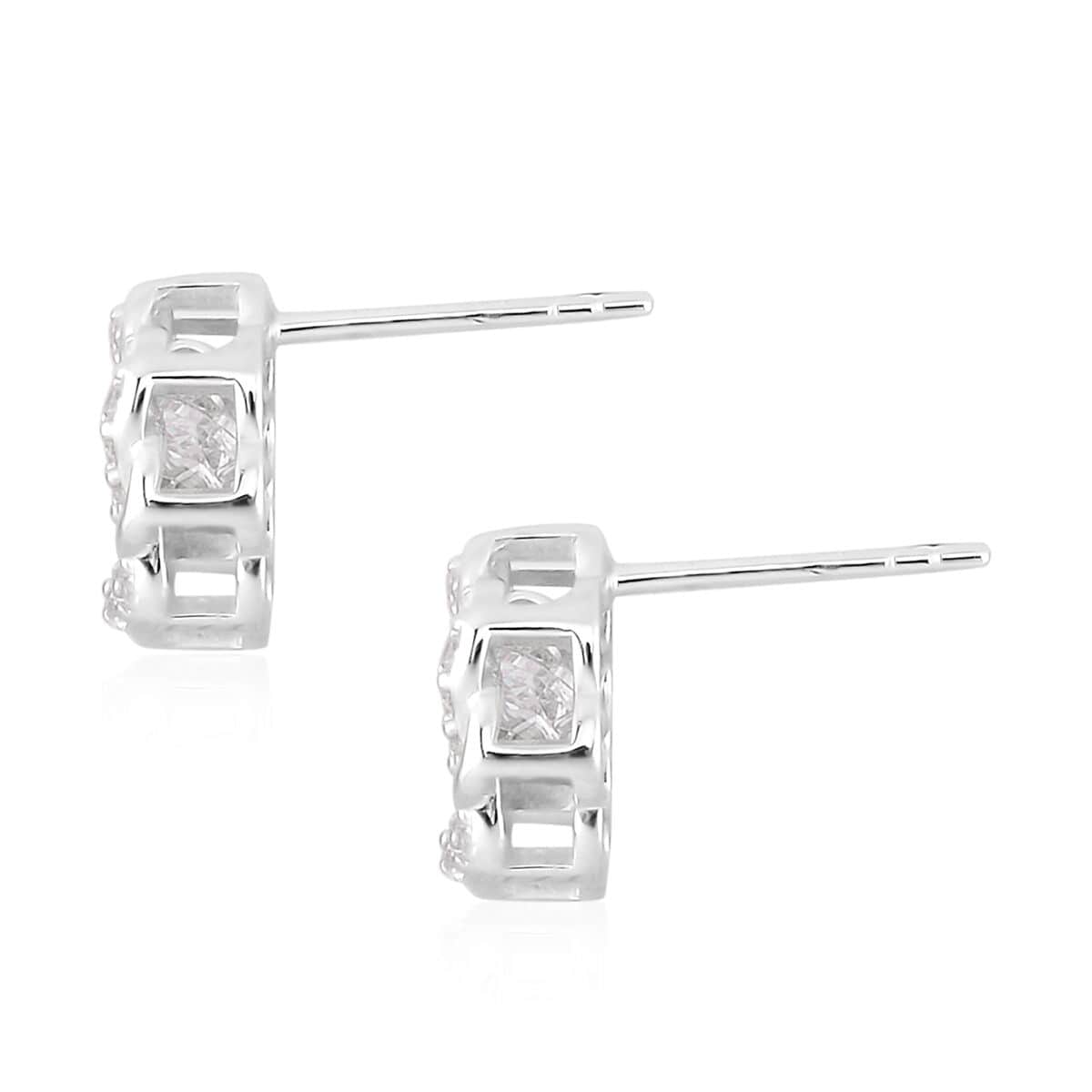 Sparkling Dancing Simulated Diamond Earrings in Rhodium Over Sterling Silver 1.35 ctw image number 3