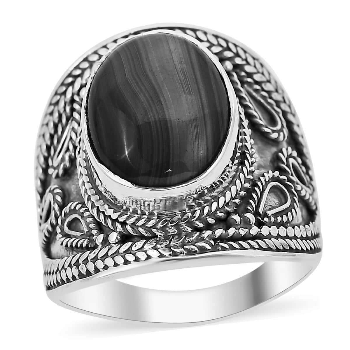 Bali Legacy African Malachite Ring in Sterling Silver (Size 8.0) 8.00 ctw image number 0