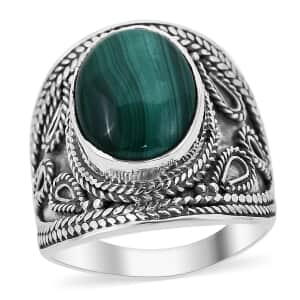 Bali Legacy African Malachite Ring in Sterling Silver (Size 8.0) 8.00 ctw