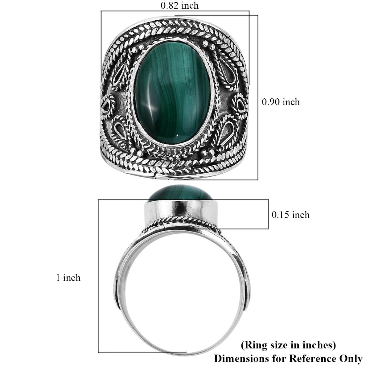 Bali Legacy African Malachite Ring in Sterling Silver (Size 8.0) 8.00 ctw image number 5