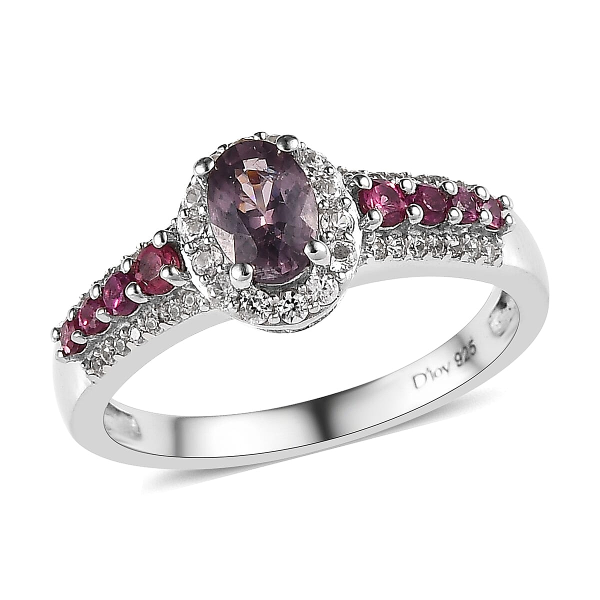 Tanzanian Lavender Spinel and Multi Gemstone Halo Ring in Platinum Over Sterling Silver 1.15 ctw image number 0