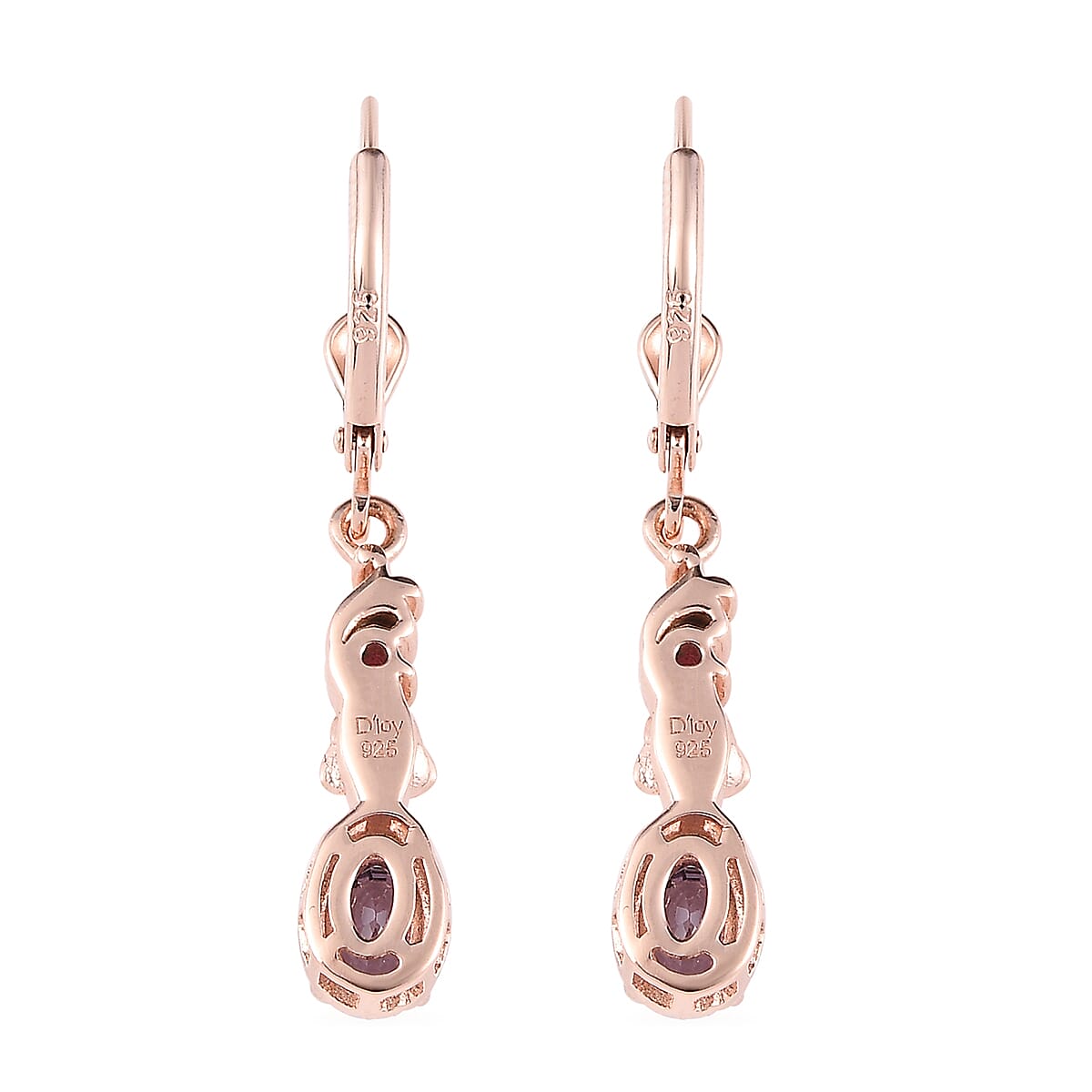 Tanzanian Lavender Spinel and Orissa Rhodolite Garnet Dangling Earrings in Vermeil Rose Gold Over Sterling Silver 1.35 ctw