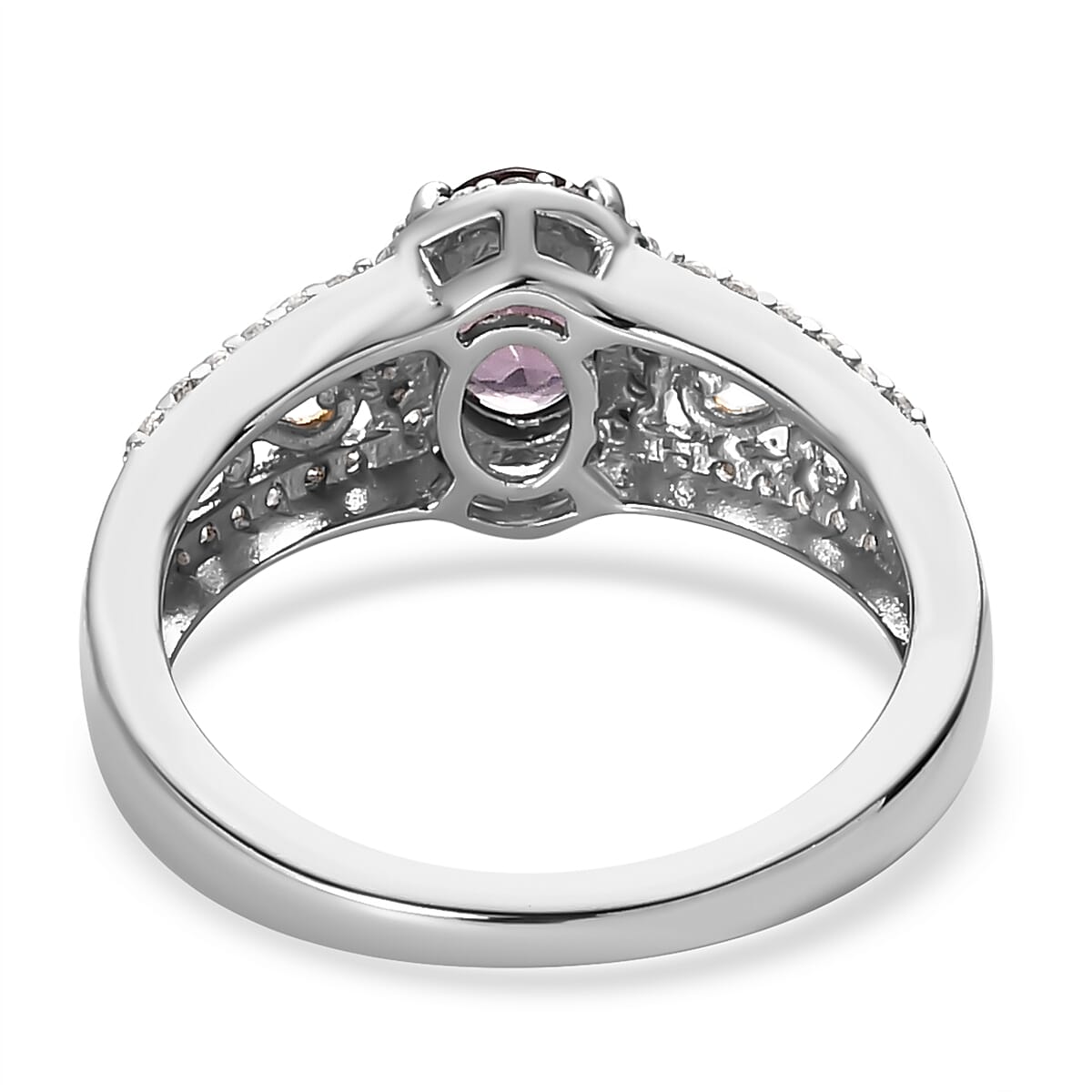 Lavender Spinel, White Zircon Ring in Vermeil YG and Platinum Over Sterling Silver (Size 10.0) 1.35 ctw image number 4