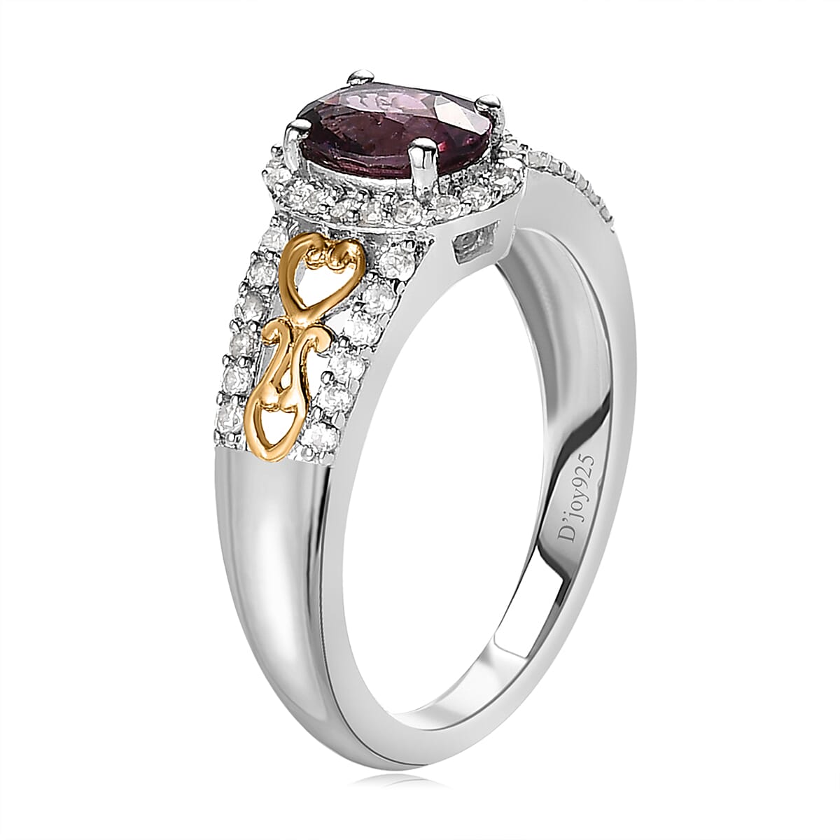 Tanzanian Lavender Spinel and White Zircon Ring in Vermeil Yellow Gold and Platinum Over Sterling Silver (Size 8.0) 1.35 ctw image number 3