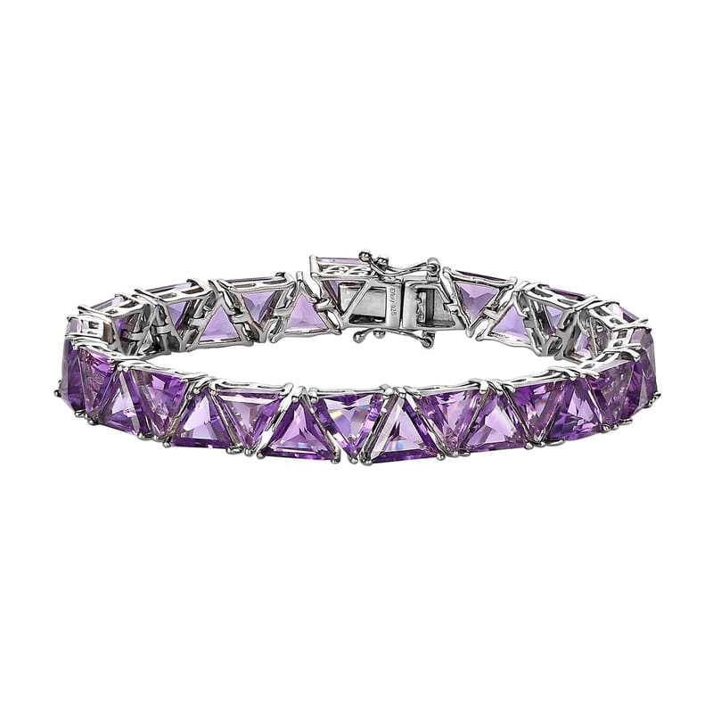 Amethyst Tennis Bracelet in Platinum Over Sterling Silver (6.50 In) 30.25 ctw
