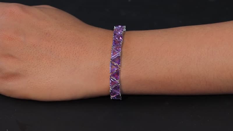 TLV Amethyst Bracelet in Platinum Over Sterling Silver (6.50 In) 29.80 ctw