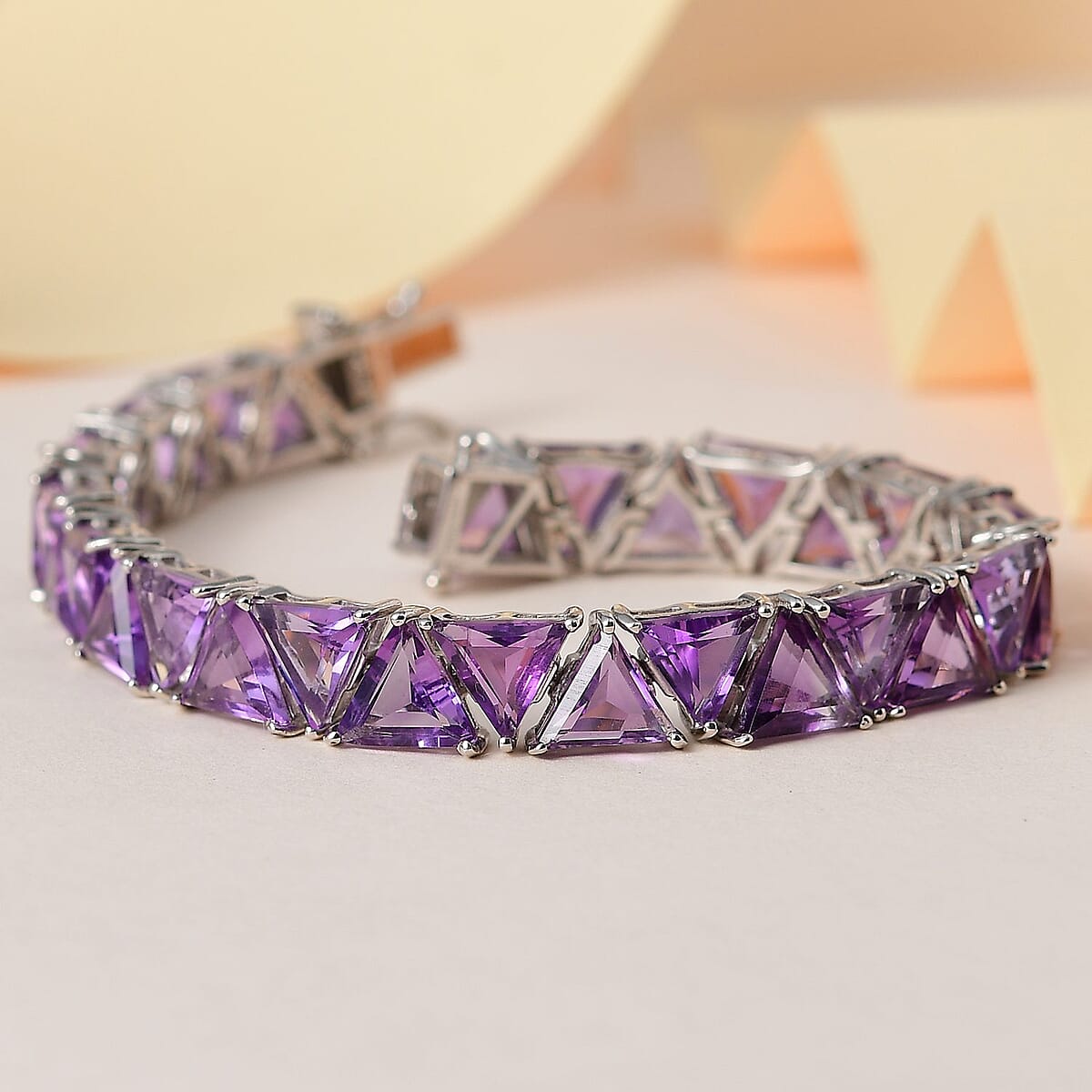 TLV Amethyst Bracelet in Platinum Over Sterling Silver (6.50 In) 29.80 ctw image number 1