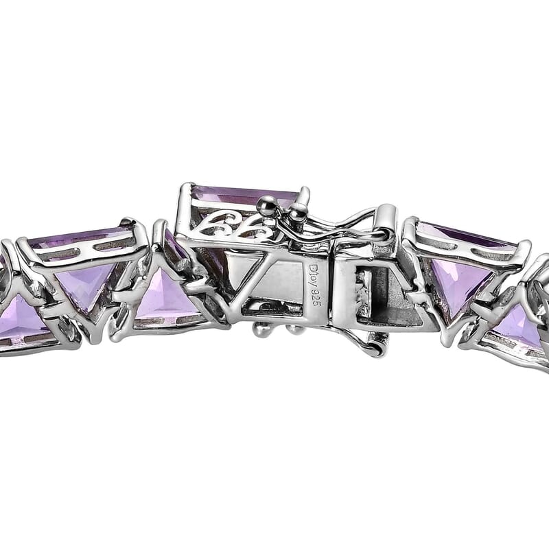 Amethyst Tennis Bracelet in Platinum Over Sterling Silver (6.50 In) 30.25 ctw