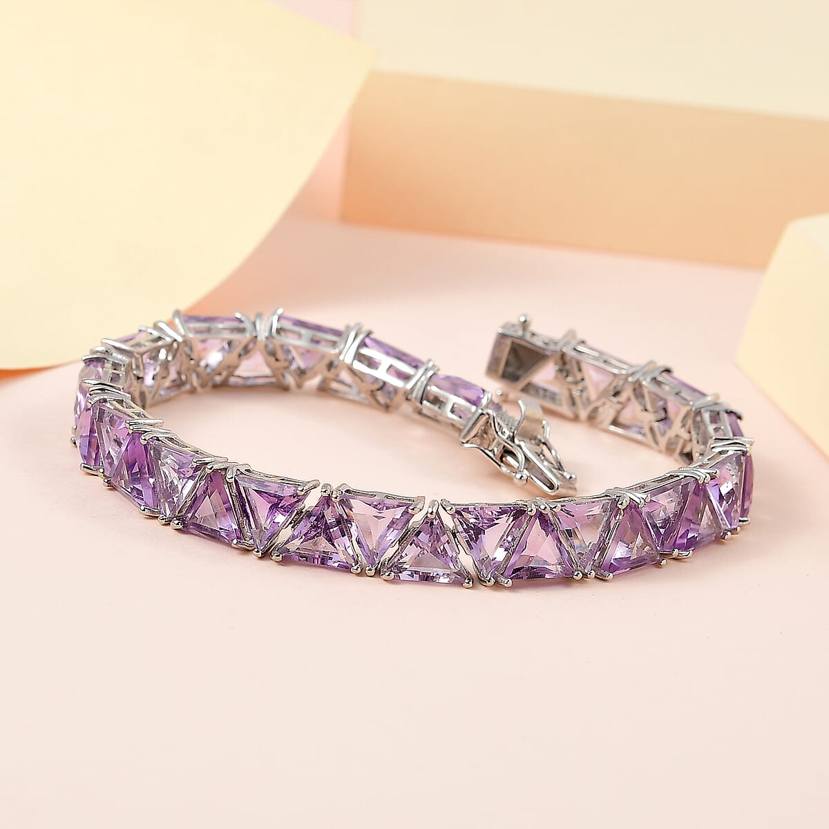 Amethyst Tennis Bracelet in Platinum Over Sterling Silver (7.25 In) 34.25 ctw image number 1