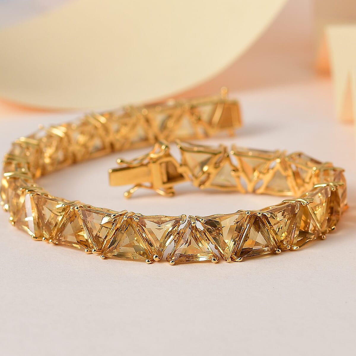 Brazilian Citrine Tennis Bracelet in Vermeil Yellow Gold Over Sterling Silver (7.25 In) 35.00 ctw image number 1