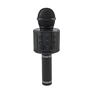 Black Wireless Bluetooth Karaoke Microphone with USB Charger