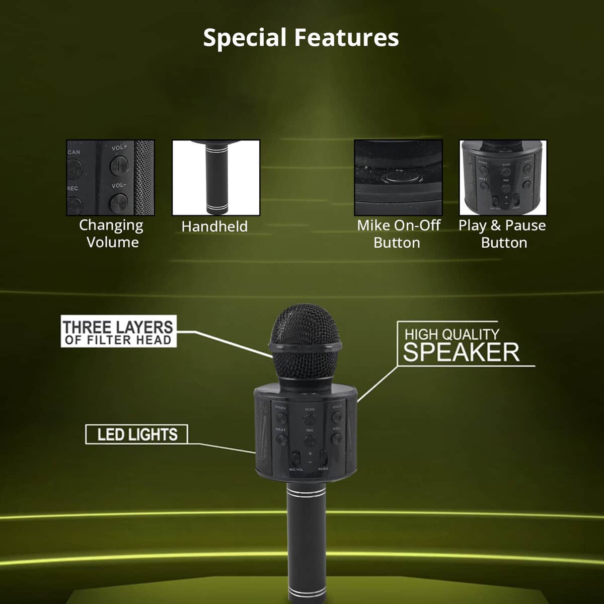 Wireless Multifunctional Microphone HIFI Speaker (3.15"x3.15"x9.06") image number 1