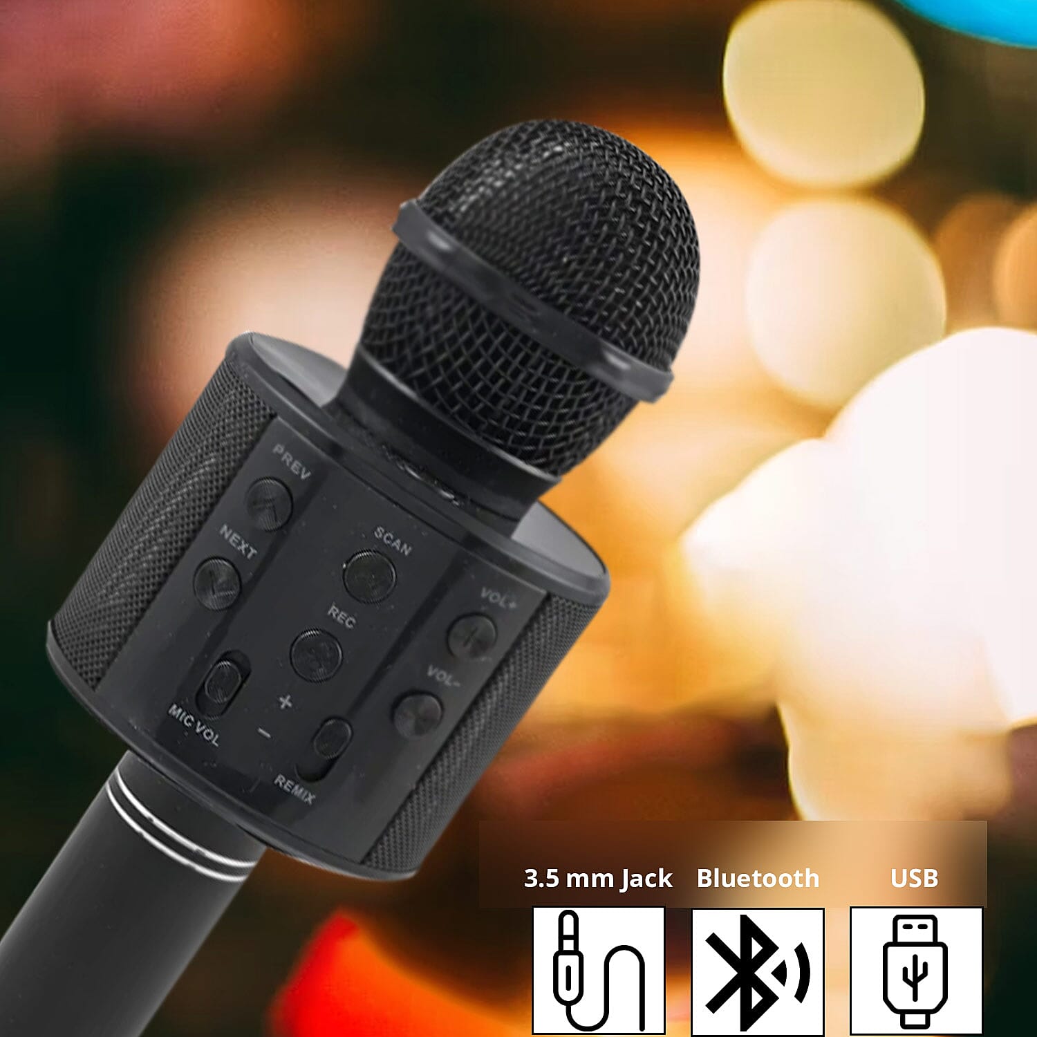 Black Wireless Bluetooth Karaoke Microphon14.99e with USB Charger