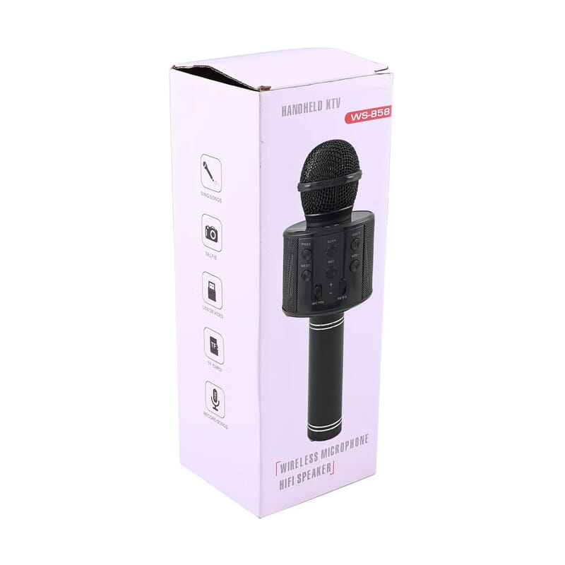 Black Wireless Bluetooth Karaoke Microphone with USB Charger