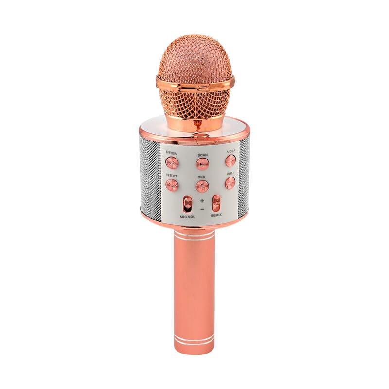Rose Gold Wireless Bluetooth Karaoke Microphone with USB Charger