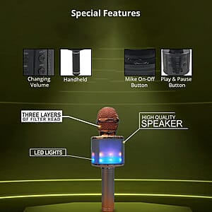 Rose Gold Wireless Bluetooth Karaoke Microphone with USB Charger