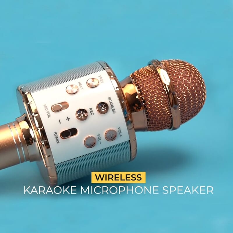 Rose Gold Wireless Bluetooth Karaoke Microphone with USB Charger