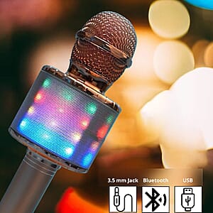 Rose Gold Wireless Bluetooth Karaoke Microphone with USB Charger