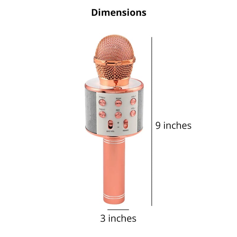 Rose Gold Wireless Bluetooth Karaoke Microphone with USB Charger