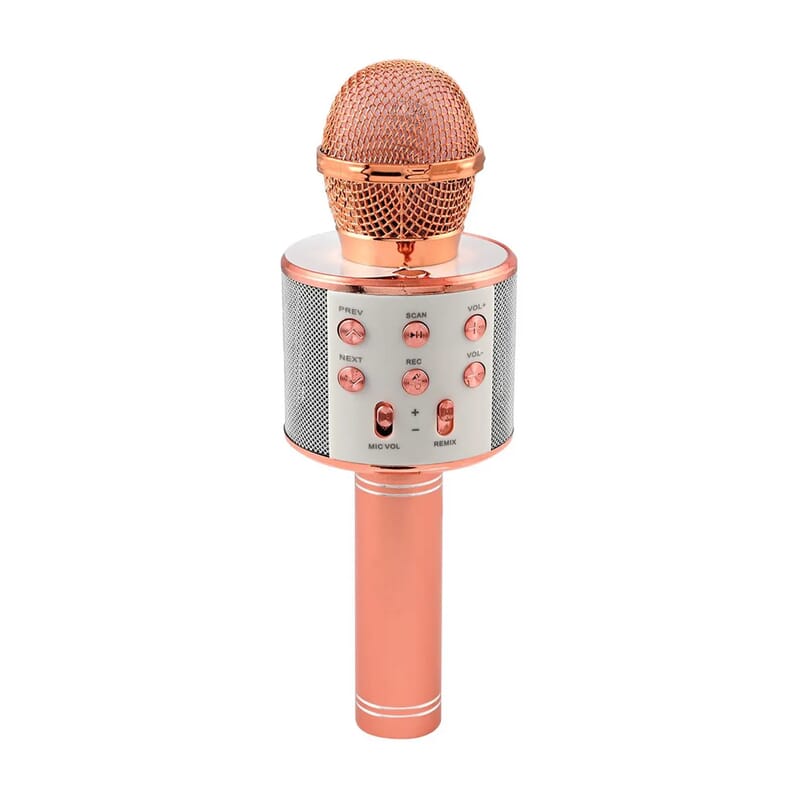 Rose Gold Wireless Bluetooth Karaoke Microphone with USB Charger