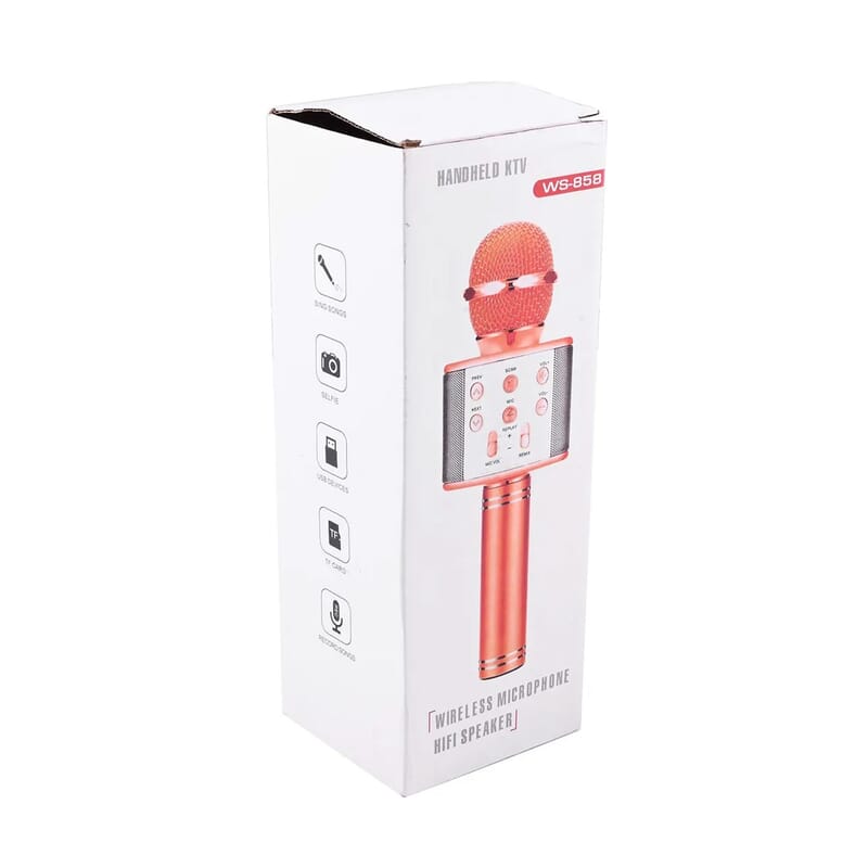 Rose Gold Wireless Bluetooth Karaoke Microphone with USB Charger