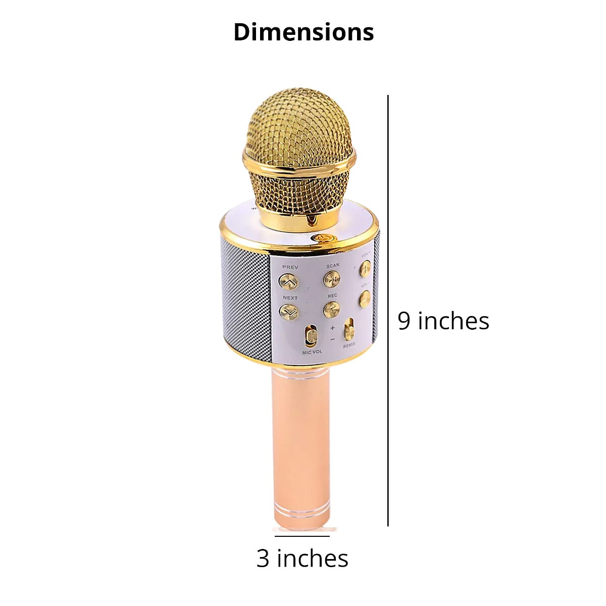 Closeout Gold Wireless Bluetooth Karaoke Microphone with USB Charger image number 4