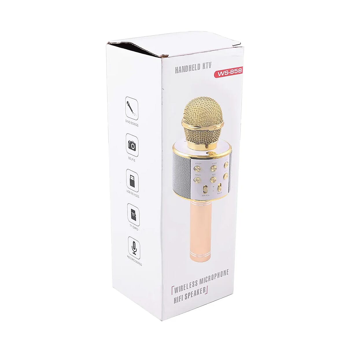 Closeout Gold Wireless Bluetooth Karaoke Microphone with USB Charger image number 6