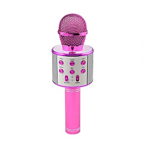 Pink Wireless Bluetooth Karaoke Microphone with USB Charger