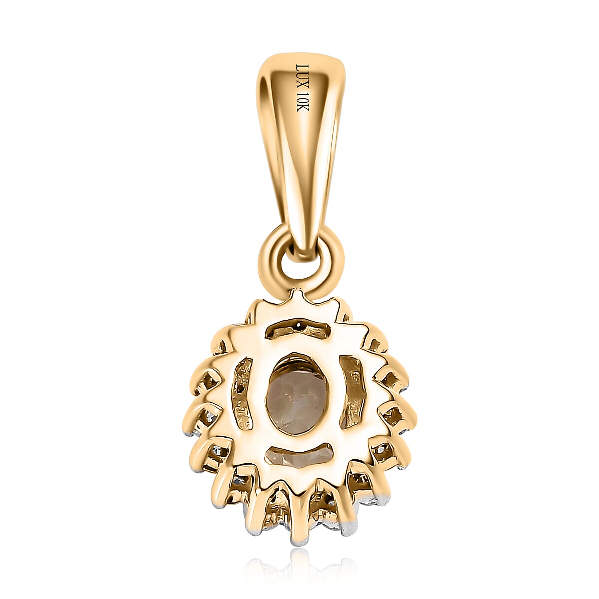 Luxoro 10K Yellow Gold AAA Turkizite and Moissanite Sunburst Pendant 0.50 ctw