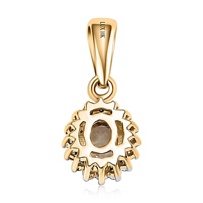 Luxoro 10K Yellow Gold AAA Turkizite and Moissanite Sunburst Pendant 0.50 ctw