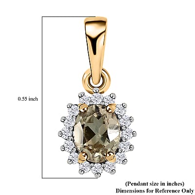Luxoro 10K Yellow Gold AAA Turkizite and Moissanite Sunburst Pendant 0.50 ctw