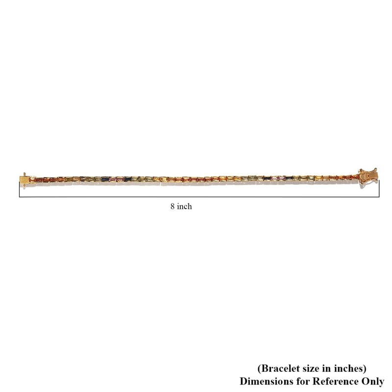Multi Sapphire Tennis Bracelet in Vermeil Yellow Gold Over Sterling Silver (7.25 In) 6.40 ctw