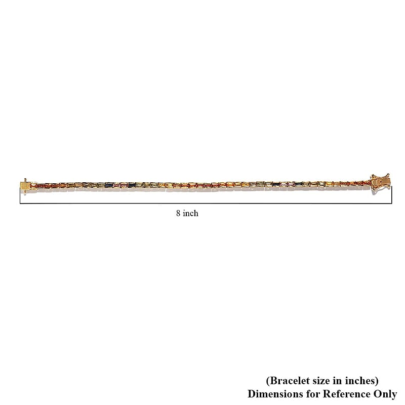 Multi Sapphire Tennis Bracelet in Vermeil Yellow Gold Over Sterling Silver (7.25 In) 6.40 ctw