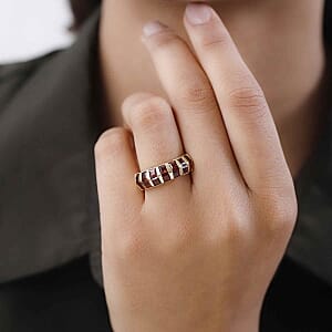 Mozambique Garnet 2.77 ctw Fancy Ring in 14K YG Over Sterling Silver (Size 11.5)