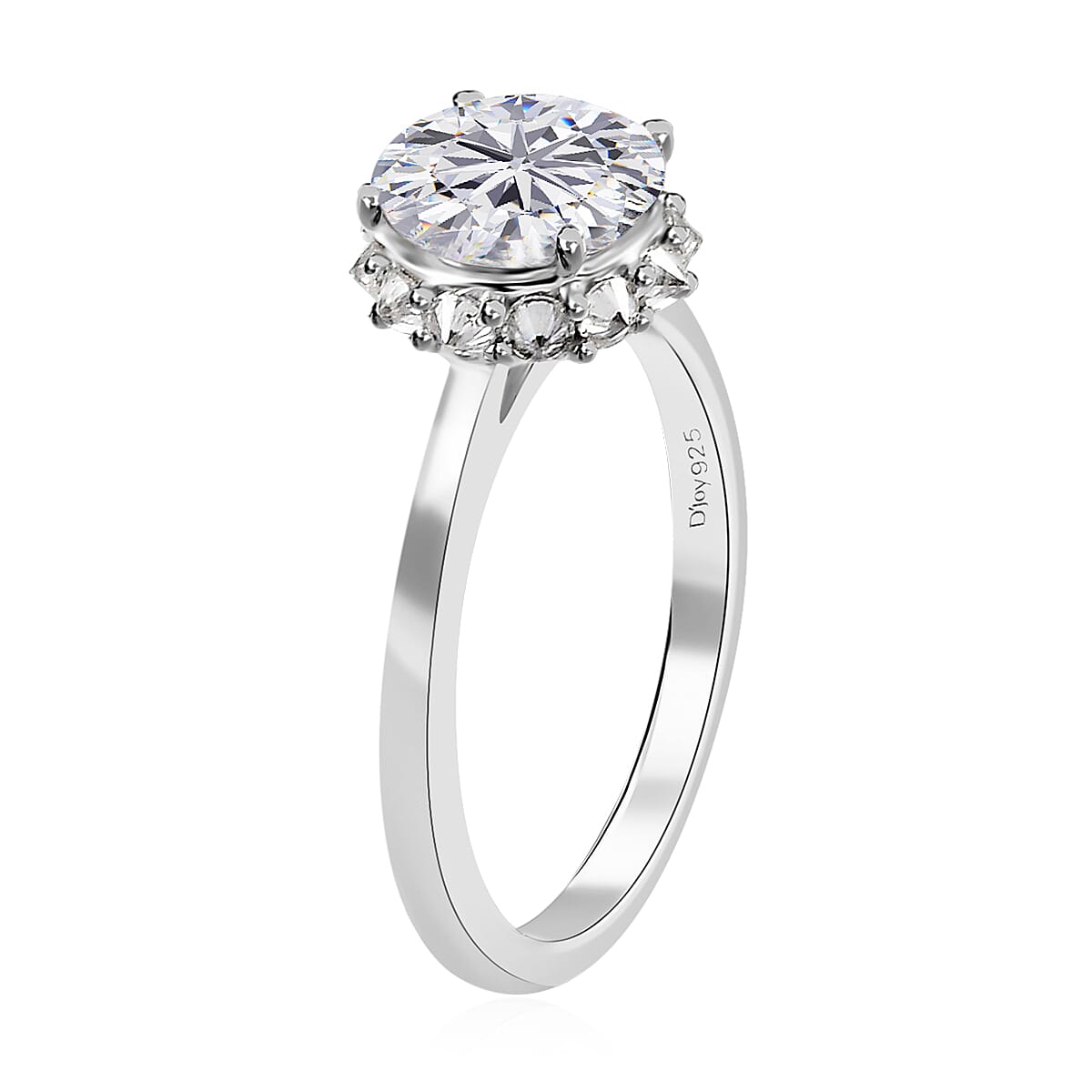 Moissanite Halo Ring in Platinum Over Sterling Silver 2.25 ctw image number 3