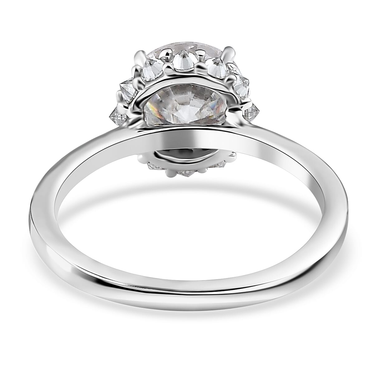 Moissanite Halo Ring in Platinum Over Sterling Silver 2.25 ctw image number 4