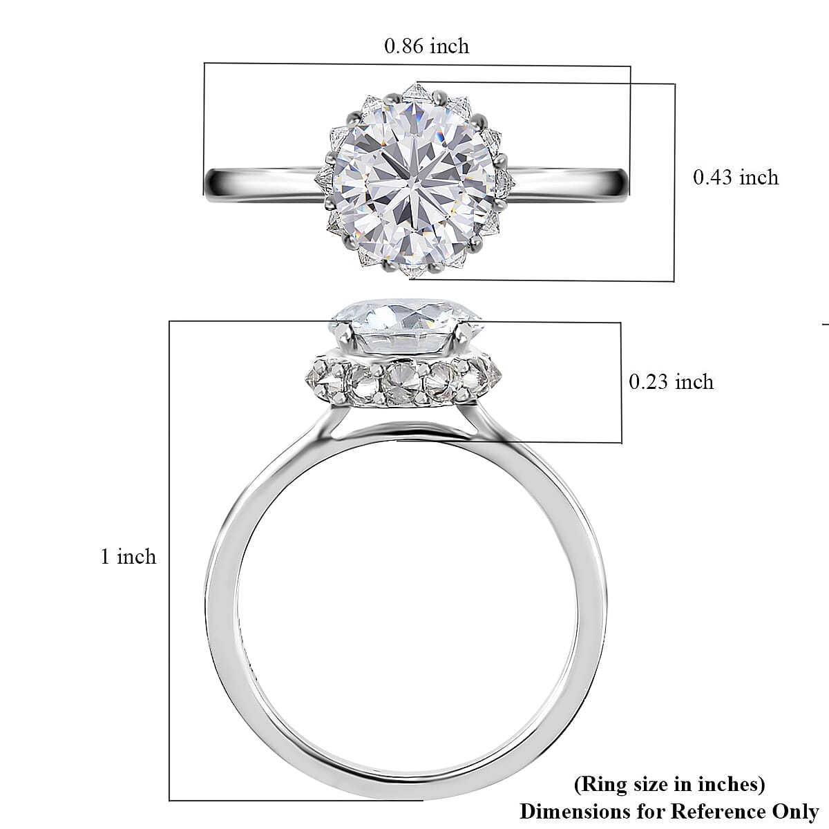 Moissanite Halo Ring in Platinum Over Sterling Silver 2.25 ctw image number 5
