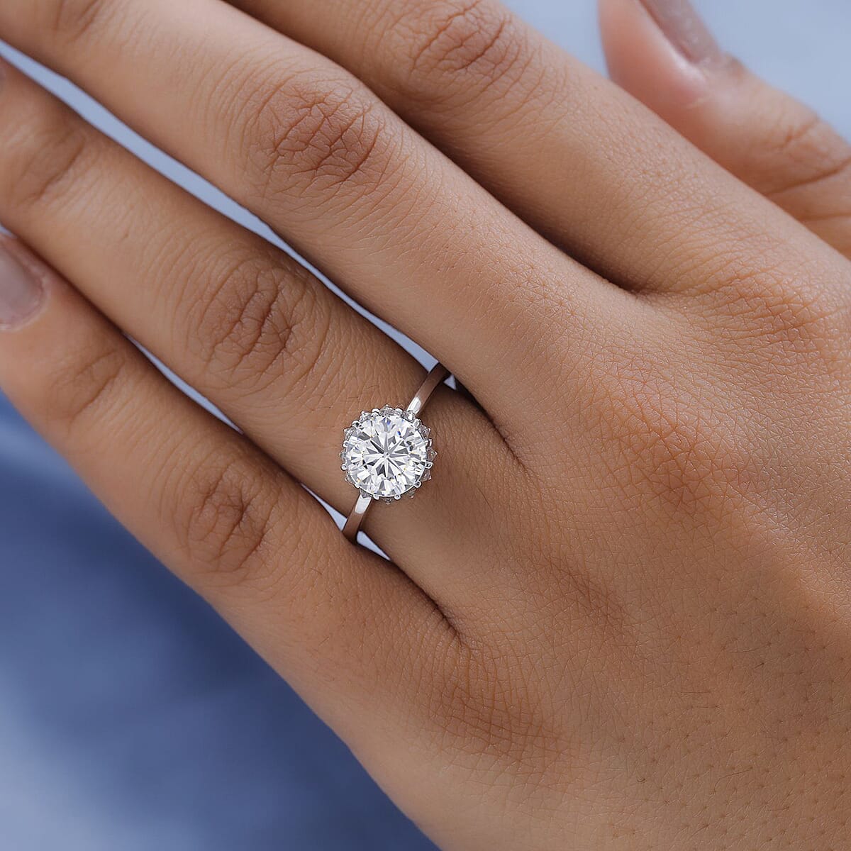 Moissanite Ring in Platinum Over Sterling Silver (Size 9.0) 2.25 ctw image number 2